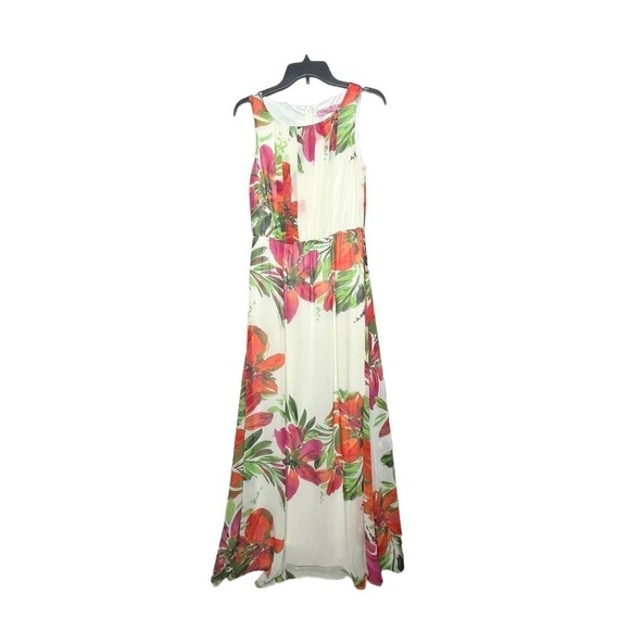 Eliza J Dresses & Skirts - Eliza J Tropical Hawaiian Floral Maxi Chiffon Dress Size 6